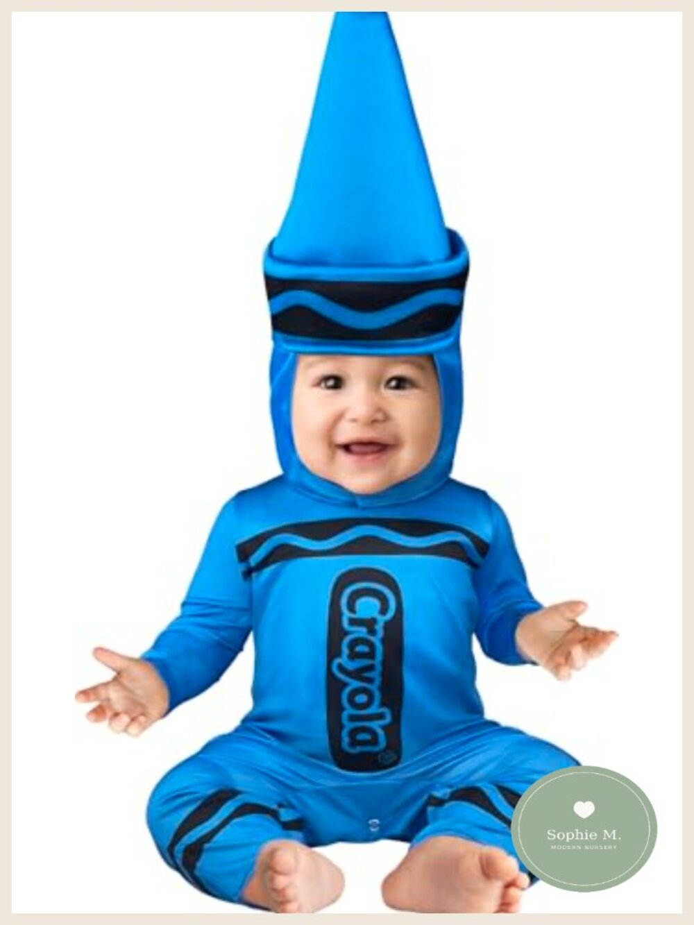 Baby Blue Crayon Costume Jumpsuit with Hat - Polyester Halloween Outfit